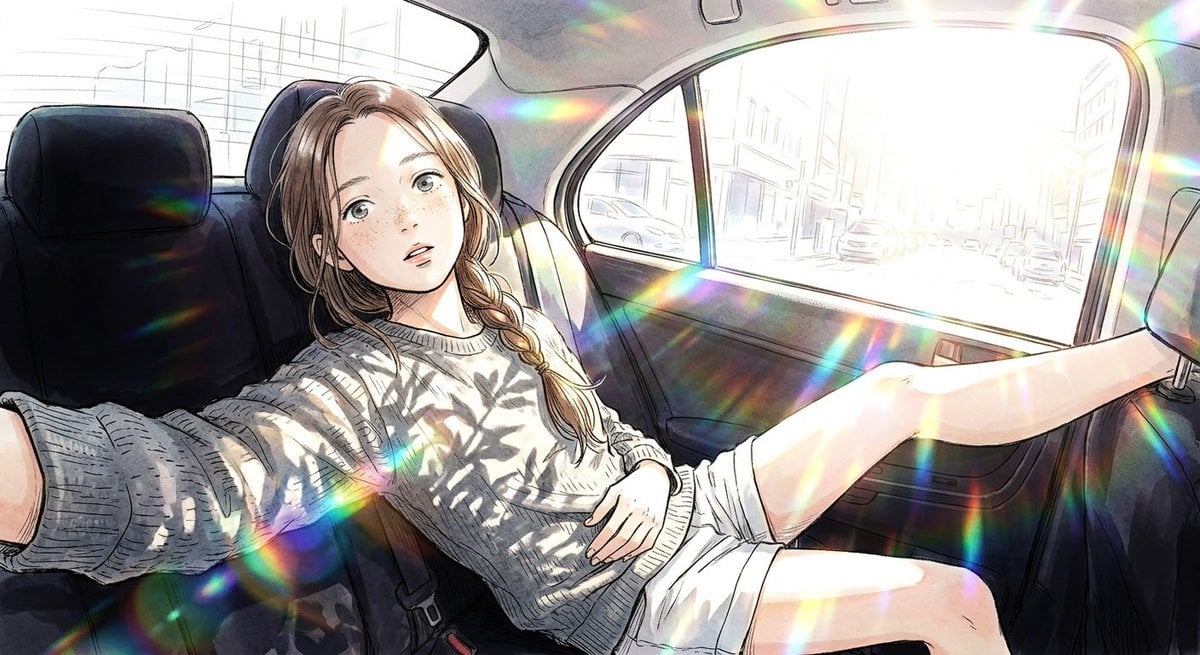 Anime illustration, delicate scratchy ink linework, soft watercolor texture fini