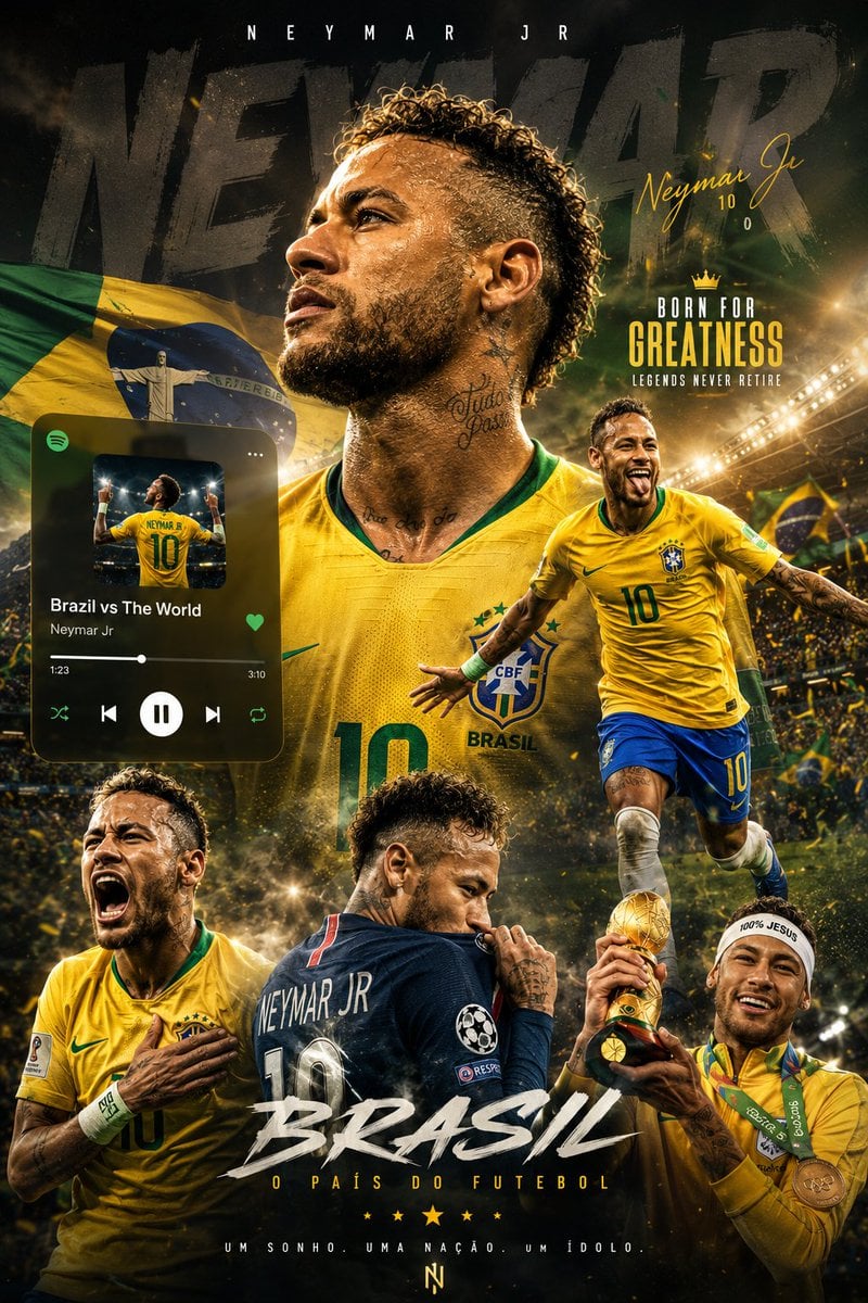 Create an ultra-realistic 8K football legend wallpaper in a premium Spotify × Ap