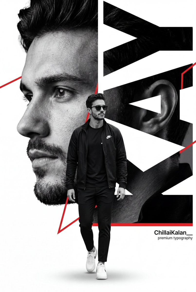 Create Ultra-premium minimalist sports poster featuring a confident man same as 