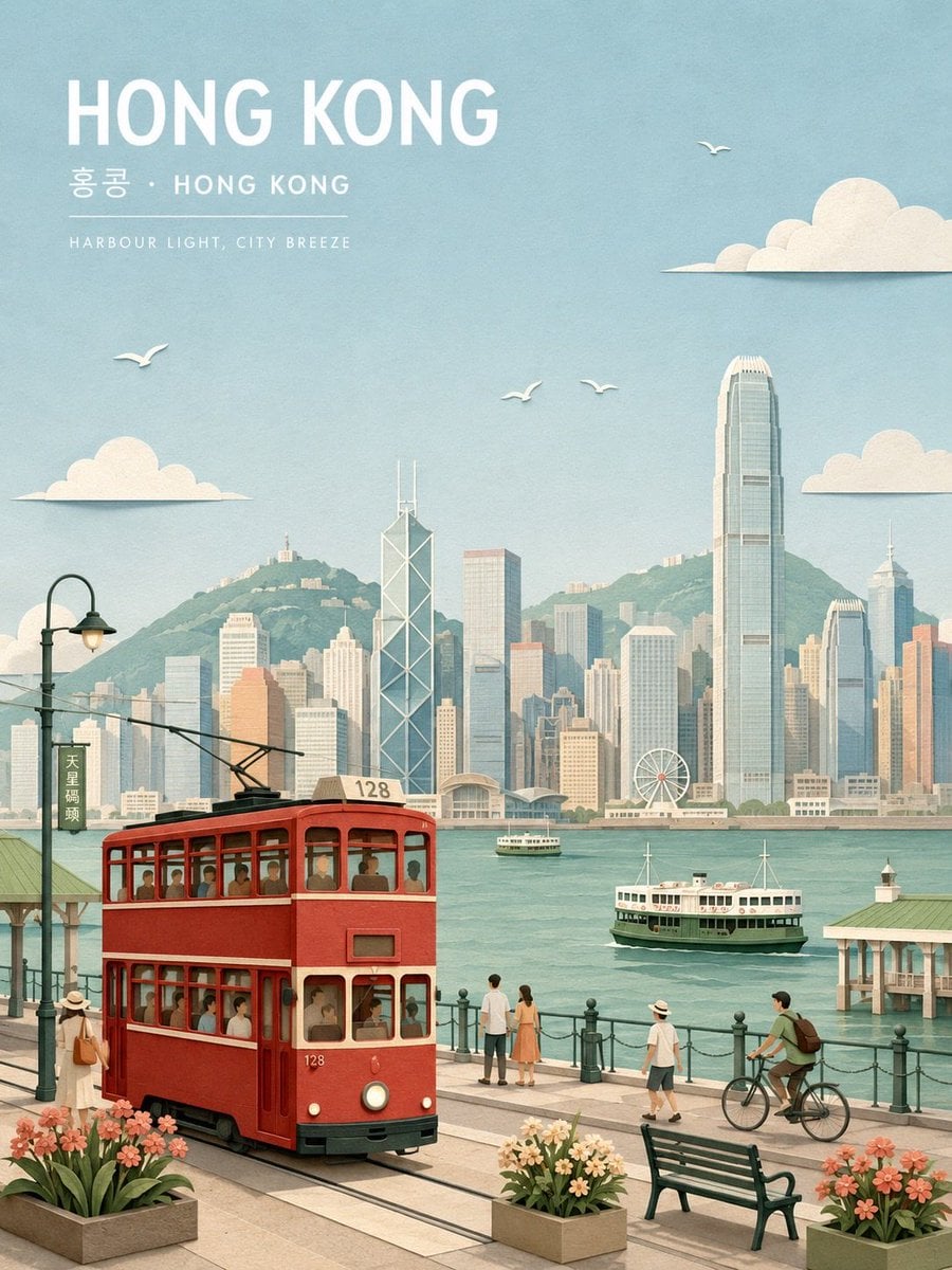 Create a refined wide landscape travel-poster illustration of [CITY NAME].

CORE