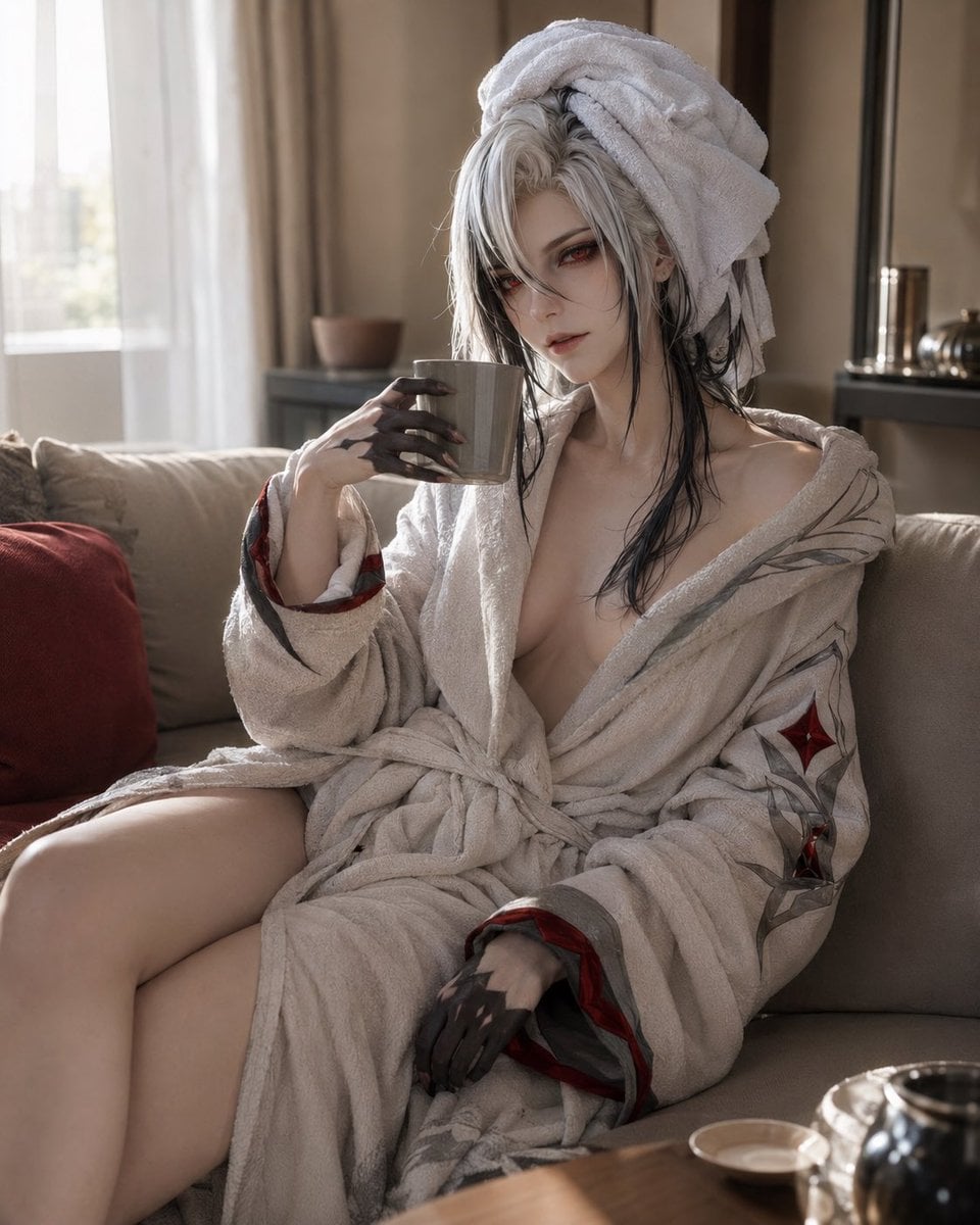 Hyperrealistic vertical Sunday morning lifestyle editorial photo featuring [Char