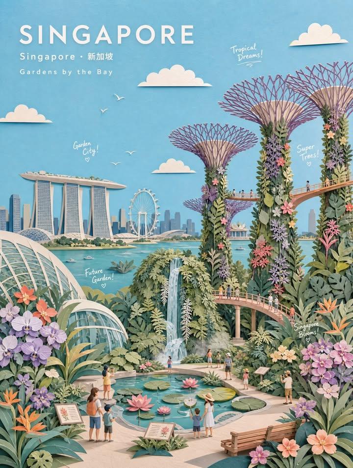 PASTEL PAPER-COLLAGE BOTANICAL GARDEN TRAVEL POSTER

Create a museum-quality han