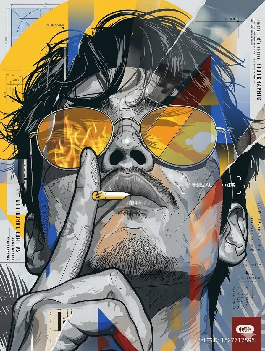 Ultra-detailed futuristic editorial mixed-media portrait blending hyper-realisti