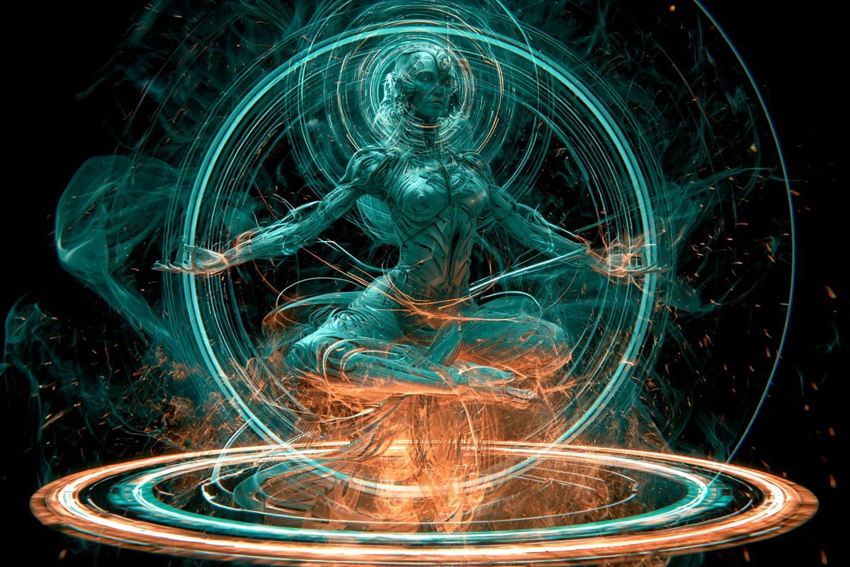 [Subject] presented in a Futuristic Neon Orbital Odyssey, with swirling light or
