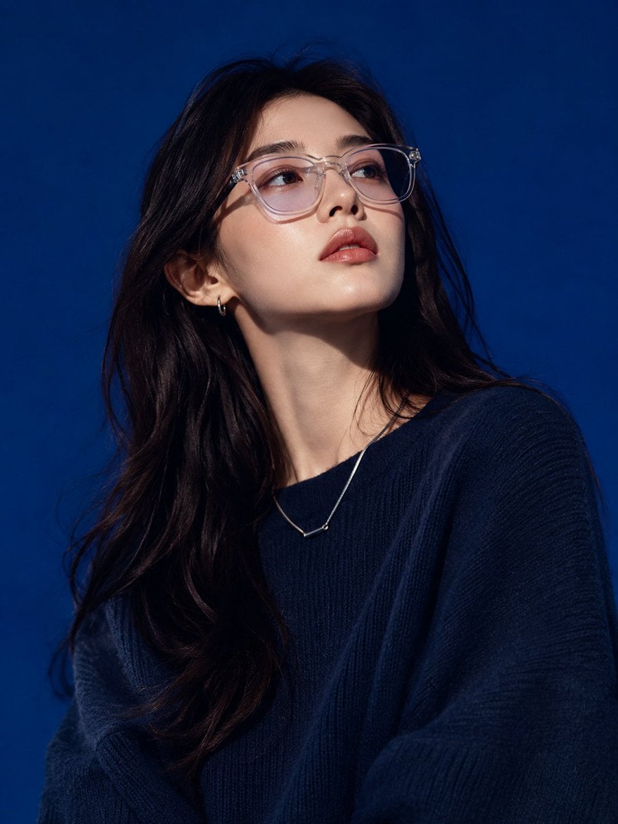 Ultra-realistic high-fashion studio portrait of a beautiful young East Asian wom