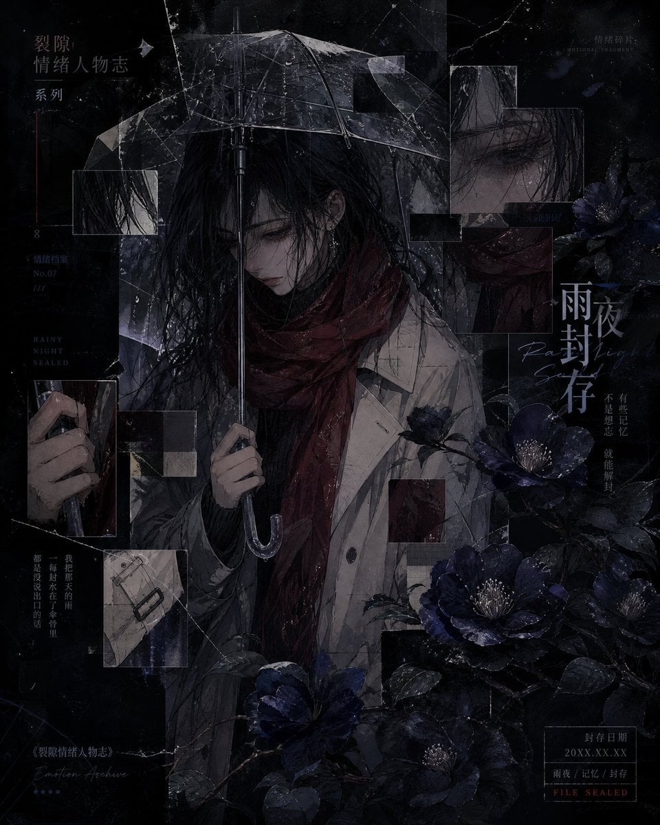 Create a vertical [Aspect Ratio] original anime-style emotional illustration pos