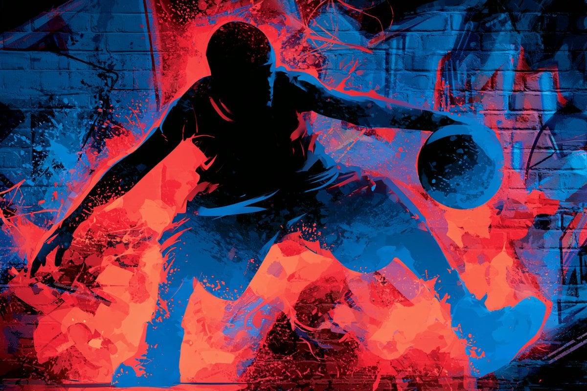 An urban graffiti glow silhouette of [Subject], with a bold outline against a ba