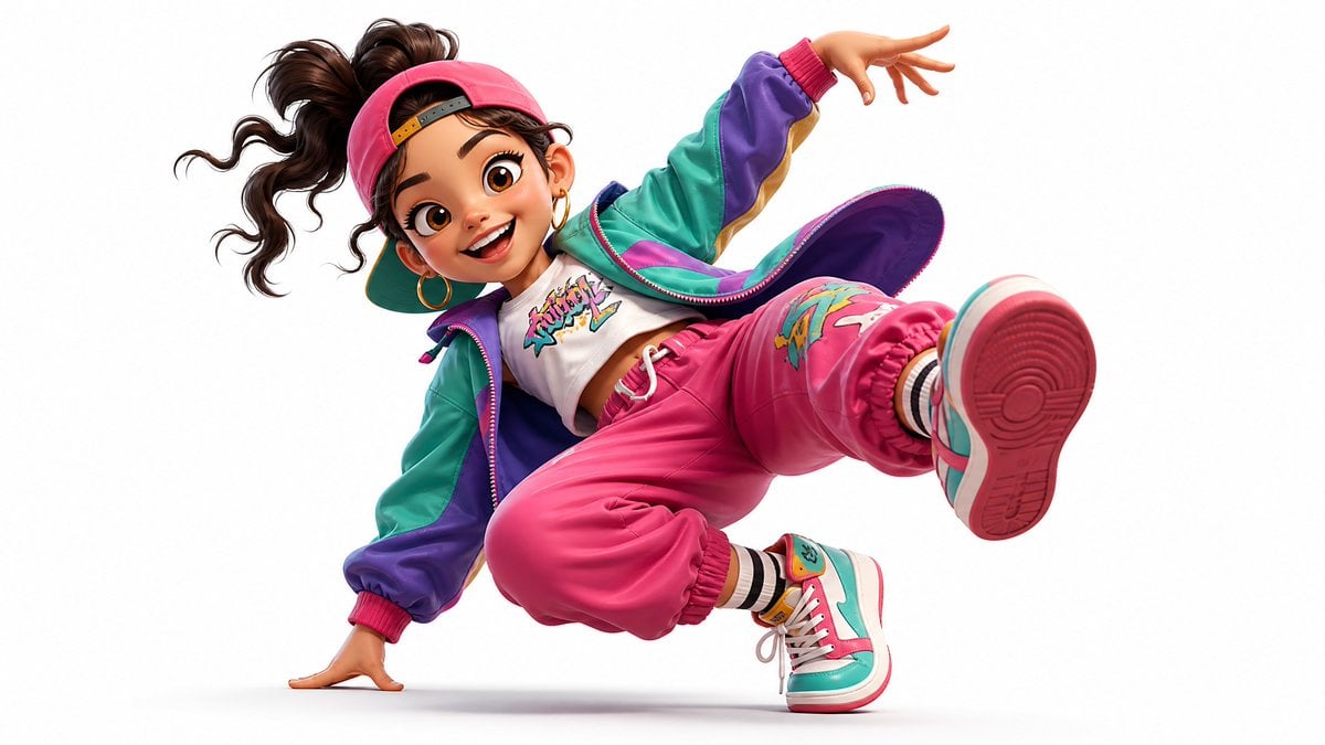 Vibrant 3D cartoon render of [Subject] in a dynamic pose, joyful expression, wea
