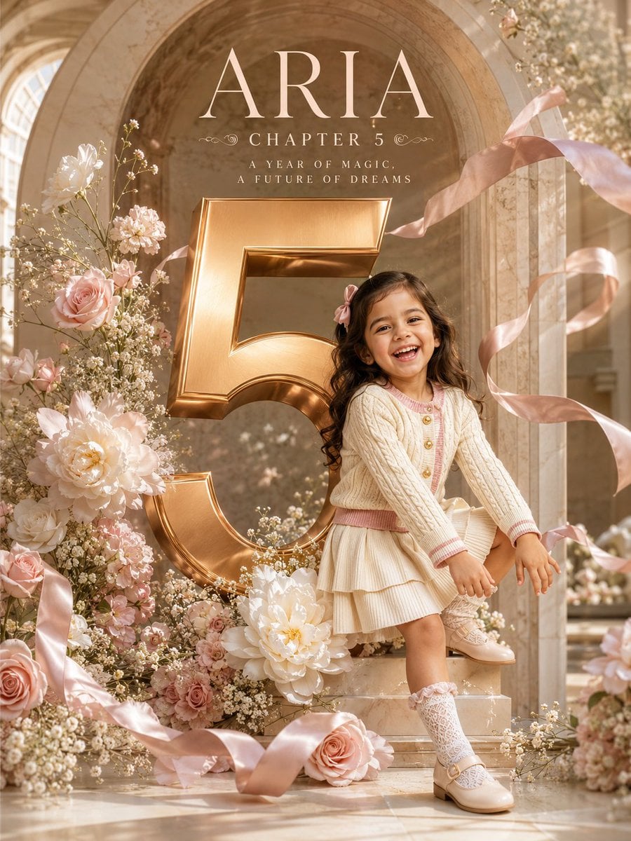 Professional luxury birthday poster, 3:4 portrait composition, ultra-premium edi