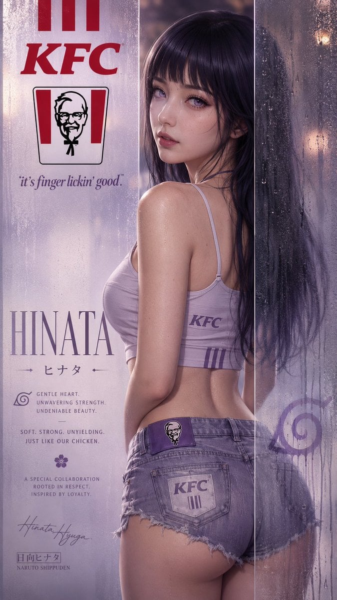 比例：9:16
主题：品牌宣发海报大片：美女站在两块半透明磨砂玻璃中间（注意：是玻璃，不是玻璃门，不要带门把手），身穿携带[Brand Name]/Logo的衣