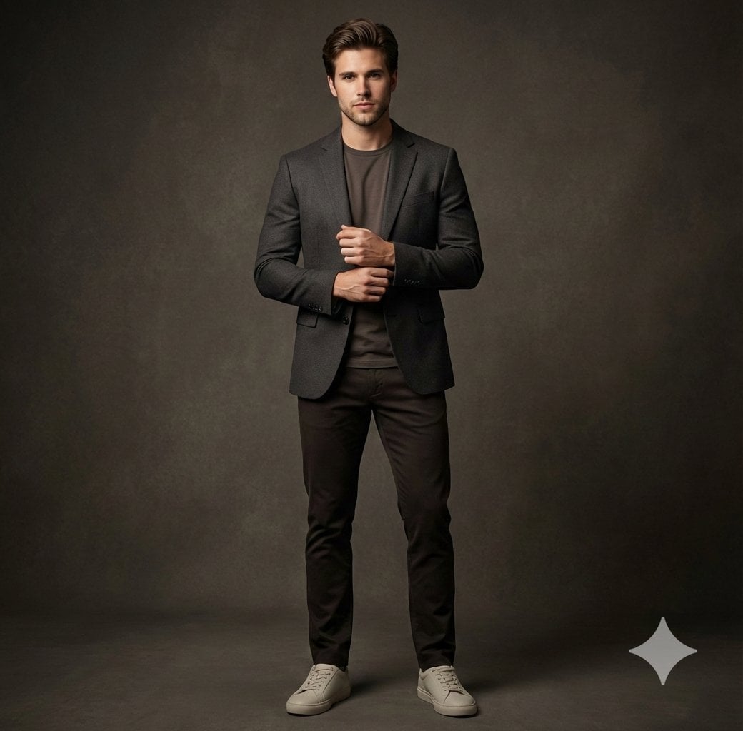 Ultra-realistic studio portrait of a man matching the reference face exactly, se