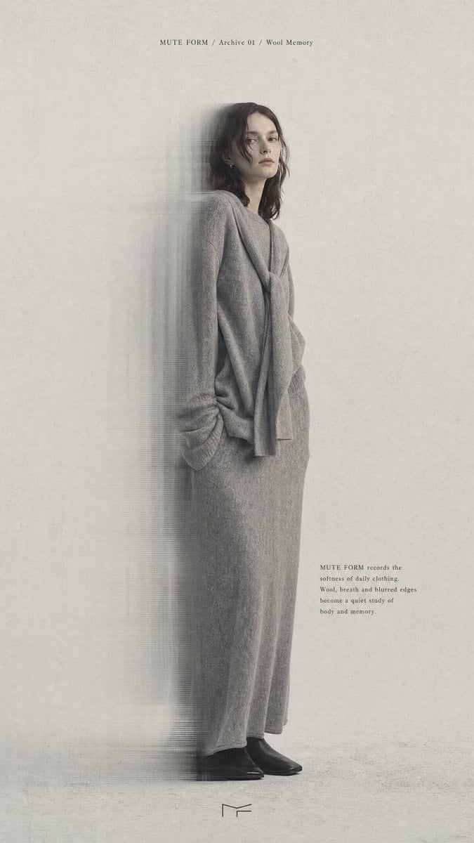 Create a vertical high-resolution experimental fashion editorial poster.

【Theme