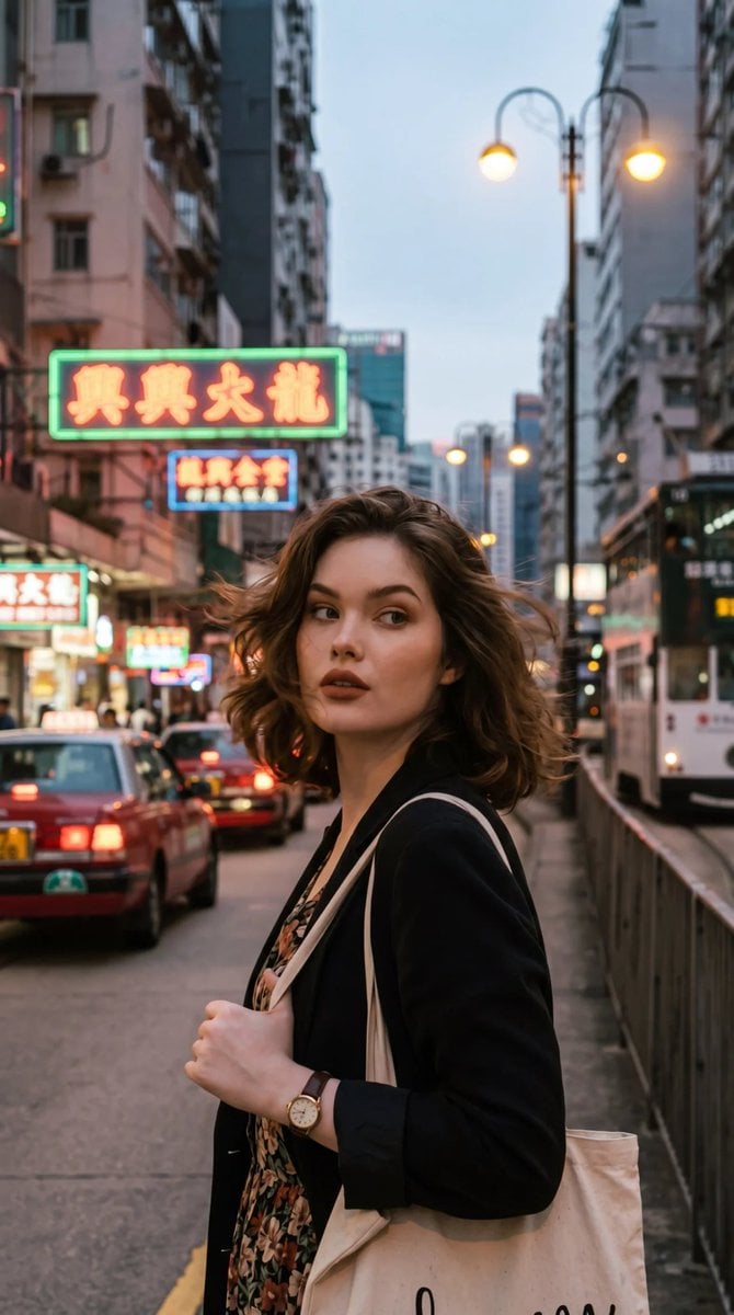 Generates a portrait photos with a retro Hong Kong style. The overall style feat