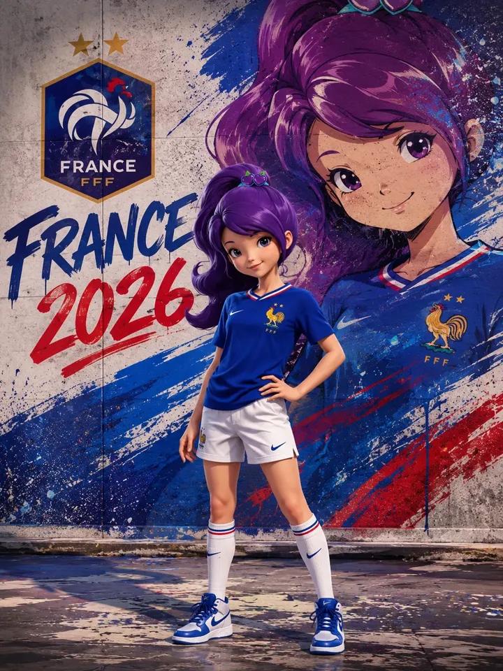 Ultra-detailed street-art football poster featuring a cute stylized cartoon/anim