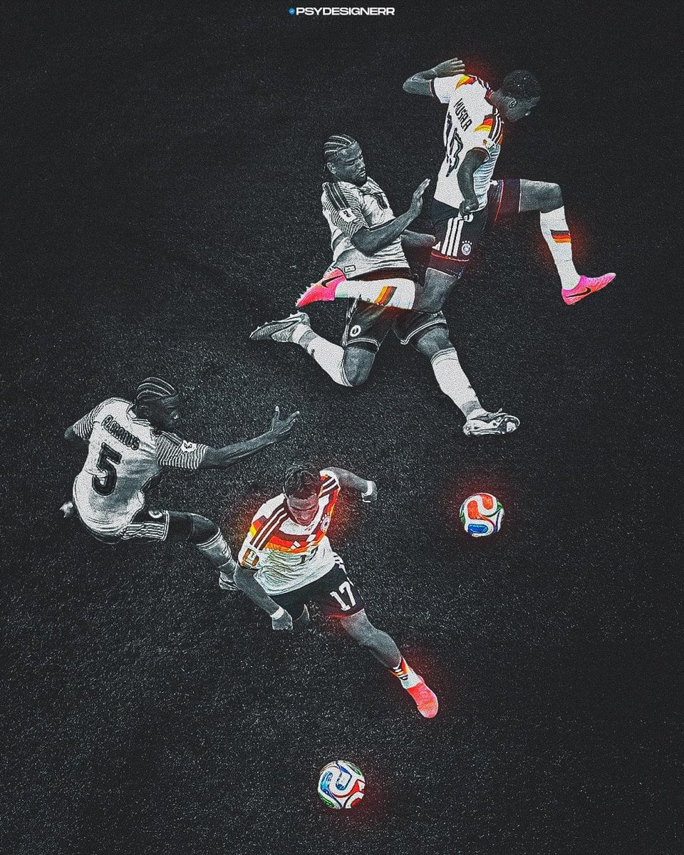 Ultra-stylized football poster, dark cinematic sports artwork, selective color e