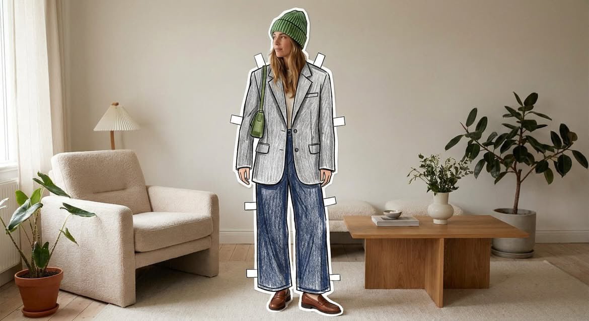 A highly creative mixed-media fashion concept in a bright Scandinavian-style liv