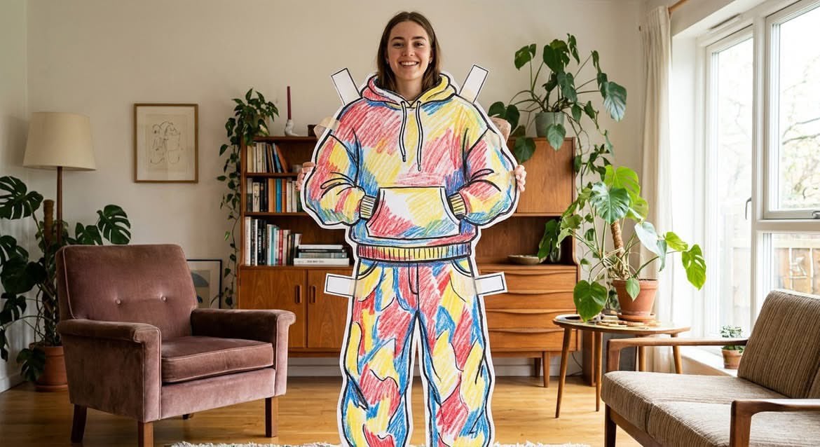 A highly creative mixed-media fashion concept in a bright Scandinavian-style liv