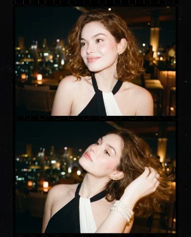Ultra-realistic vertical disposable-camera contact sheet collage featuring 2 sta