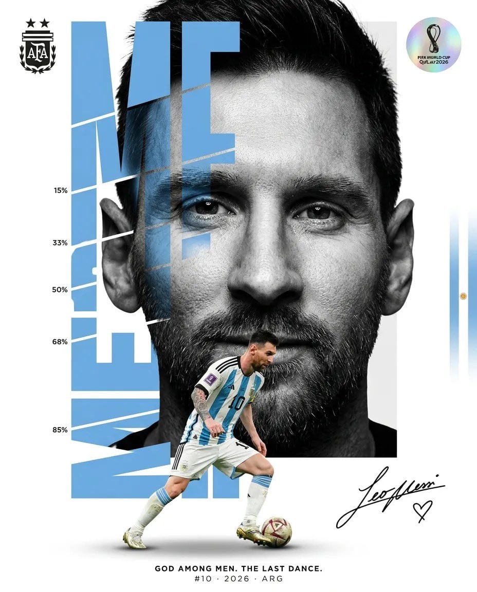 Create a luxury FIFA World Cup editorial poster. Clean white background. No stad