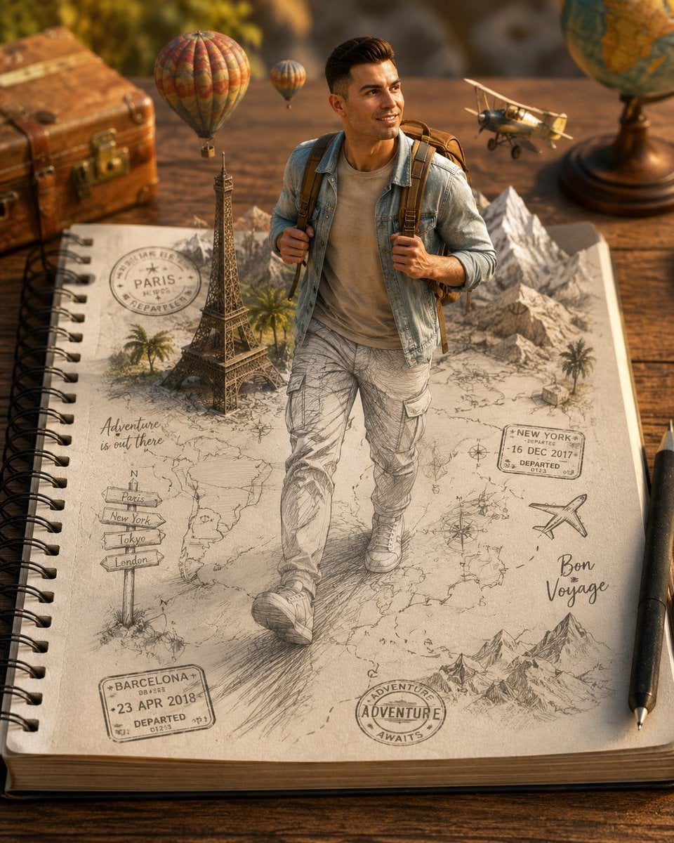 Create a stunning ultra-realistic 3D illusion artwork using the uploaded face as