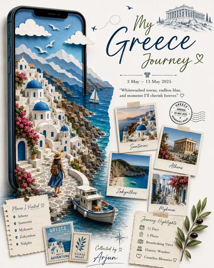 Create a premium personalized travel memory poster in 4:5 portrait format.

The 