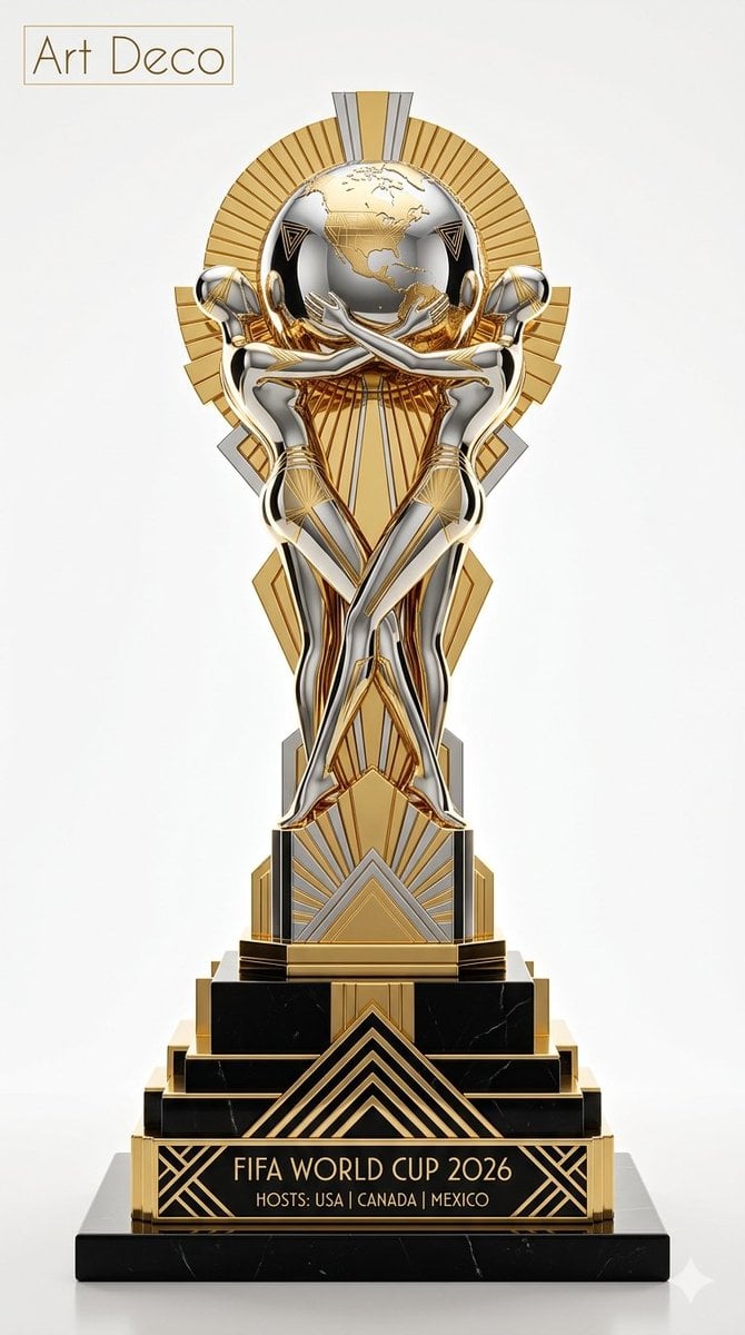 A highly detailed reimagination of the official FIFA World Cup Trophy 2026 in th