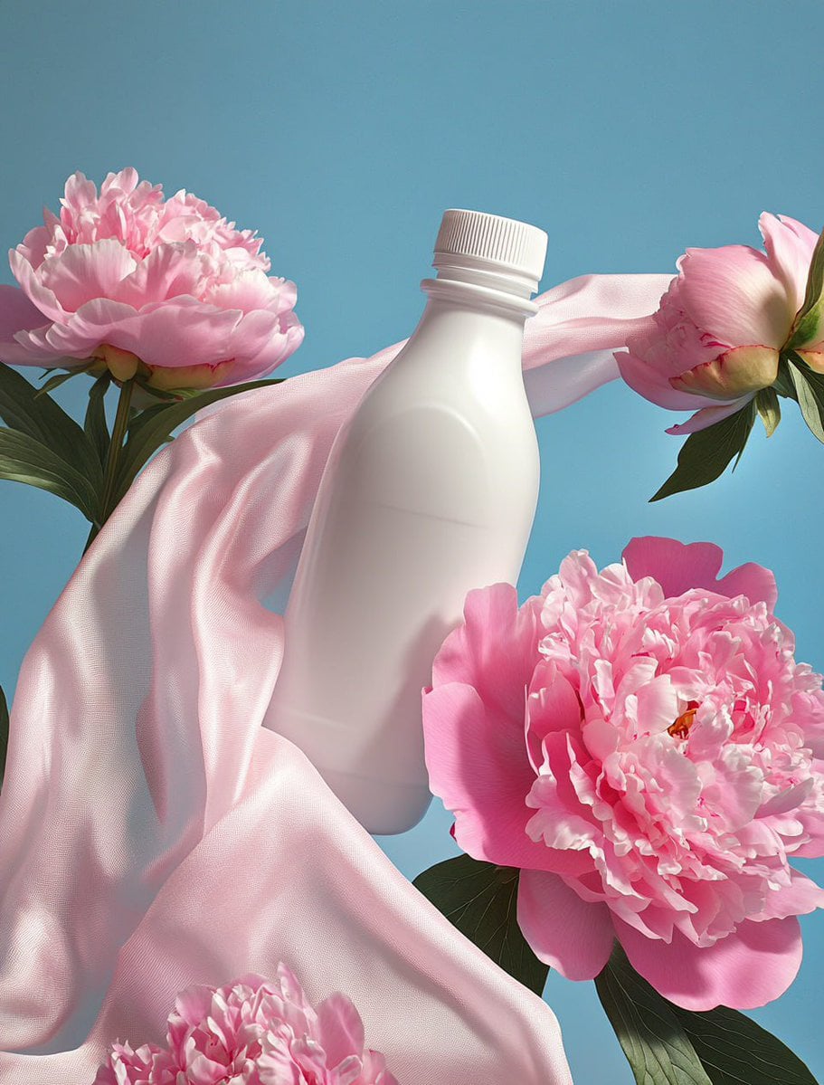 Product photography, "". photograph of a white plastic matte bottle-jug surround