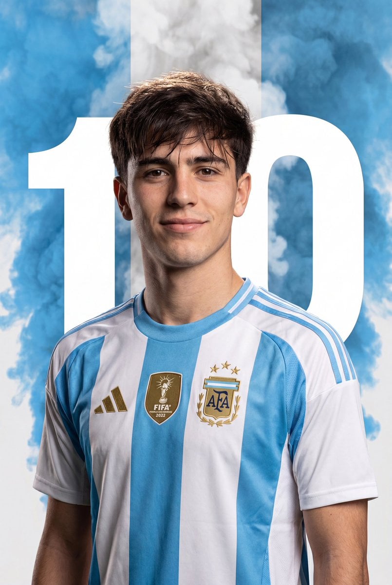 A mixed-media sports promotional poster featuring a realistic chest-up portrait 
