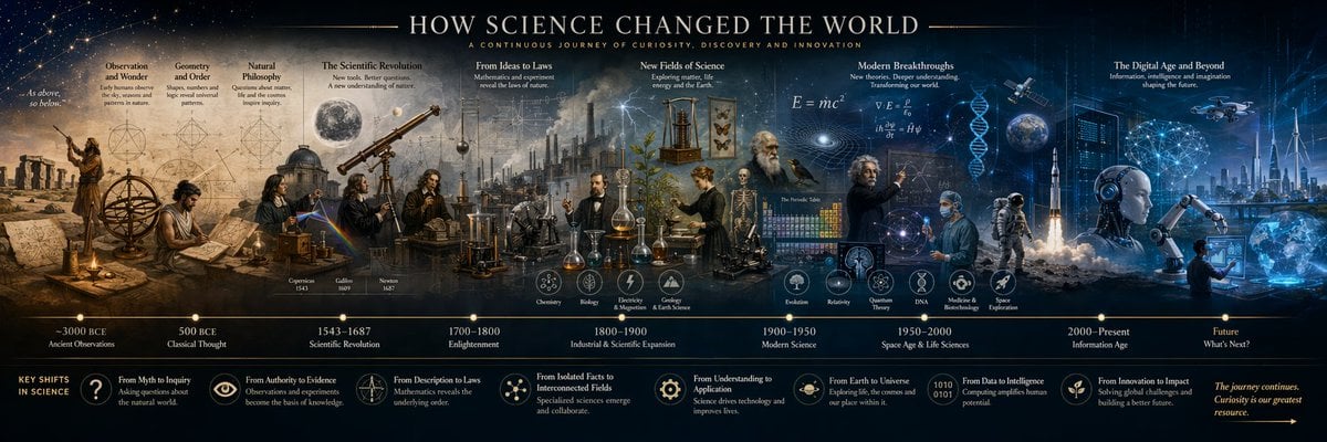 Create a single ultra-wide panoramic science explainer visual, horizontal 3:1, o