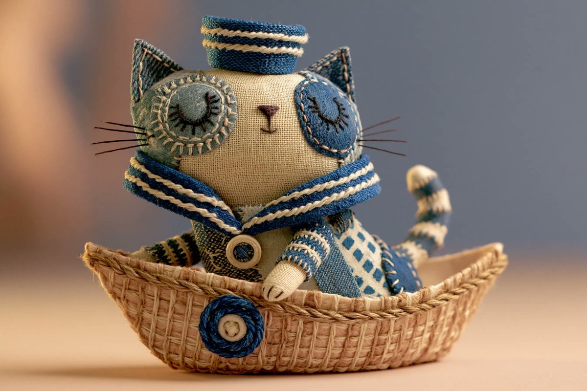 A stop-motion animation style scene featuring a whimsical fabric sculpture of a 