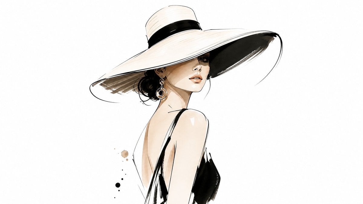 Minimal luxury-fashion illustration of [Subject], delicate strokes, editorial so