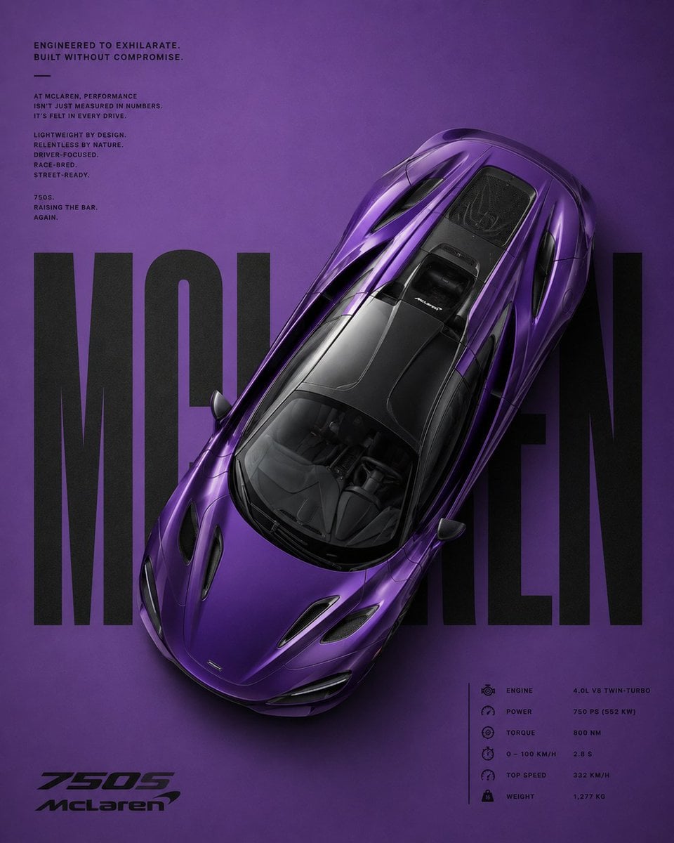 Create a premium automotive advertising poster with a bold minimalist editorial 