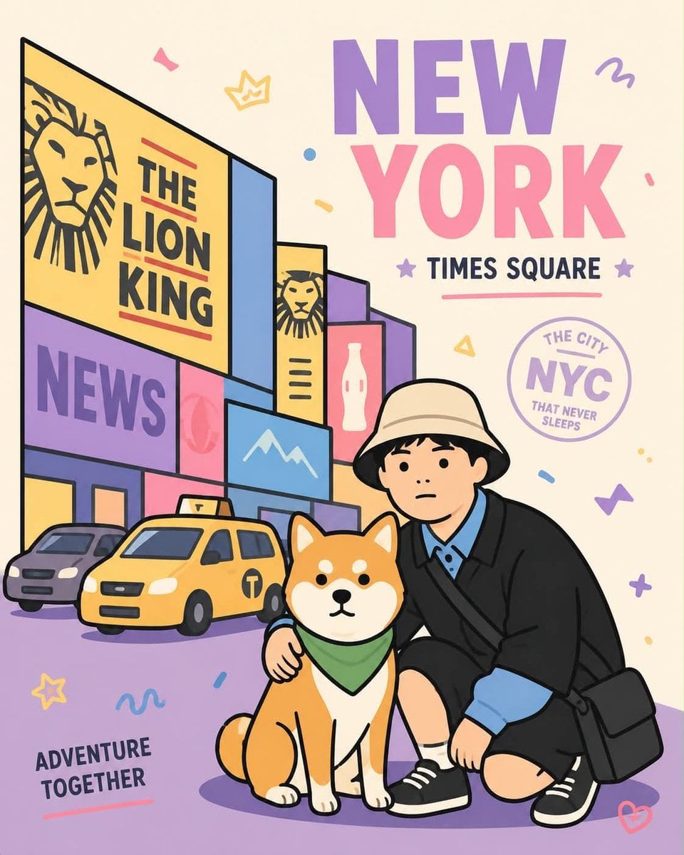Playful flat-vector poster illustration of [Human] posing with [Animal] in [Pose