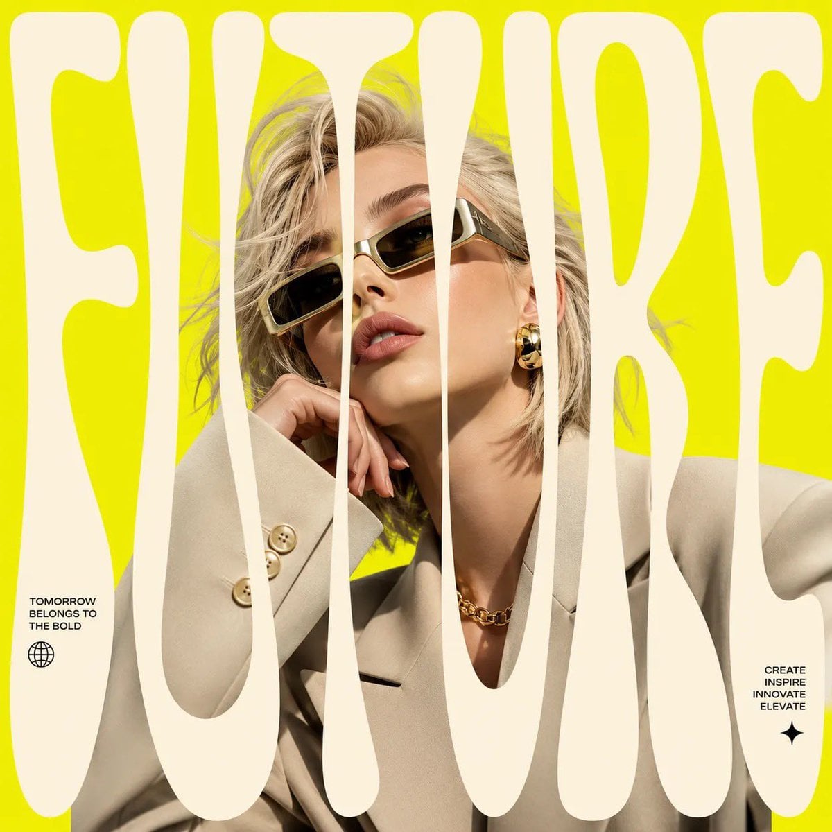 Create modern fashion editorial posters with oversized distorted typography mask