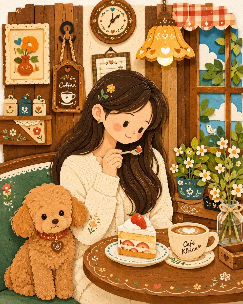 Reimagine the entire image as one cohesive Decorative Folk Flat Illustration ble