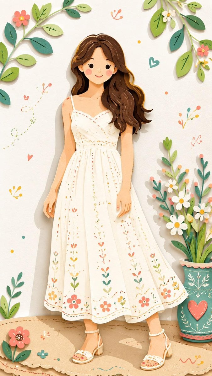 Reimagine the entire image as one cohesive Decorative Folk Flat Illustration ble