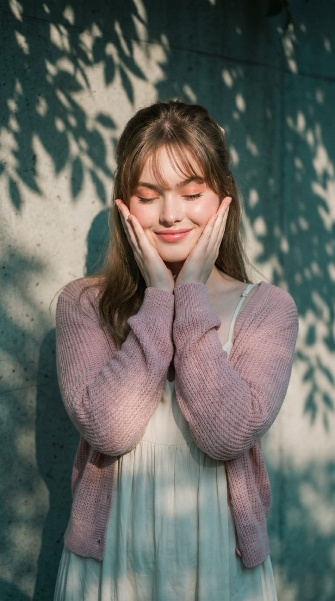Edit the photo of the woman into a medium-shot portrait of a beautiful young wom