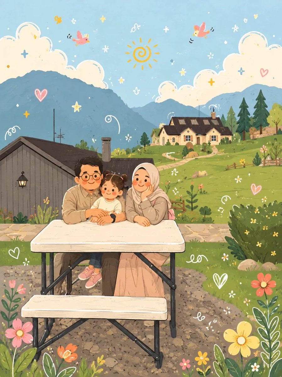 Convert this image into a soft, handcrafted paper-cut layered illustration style