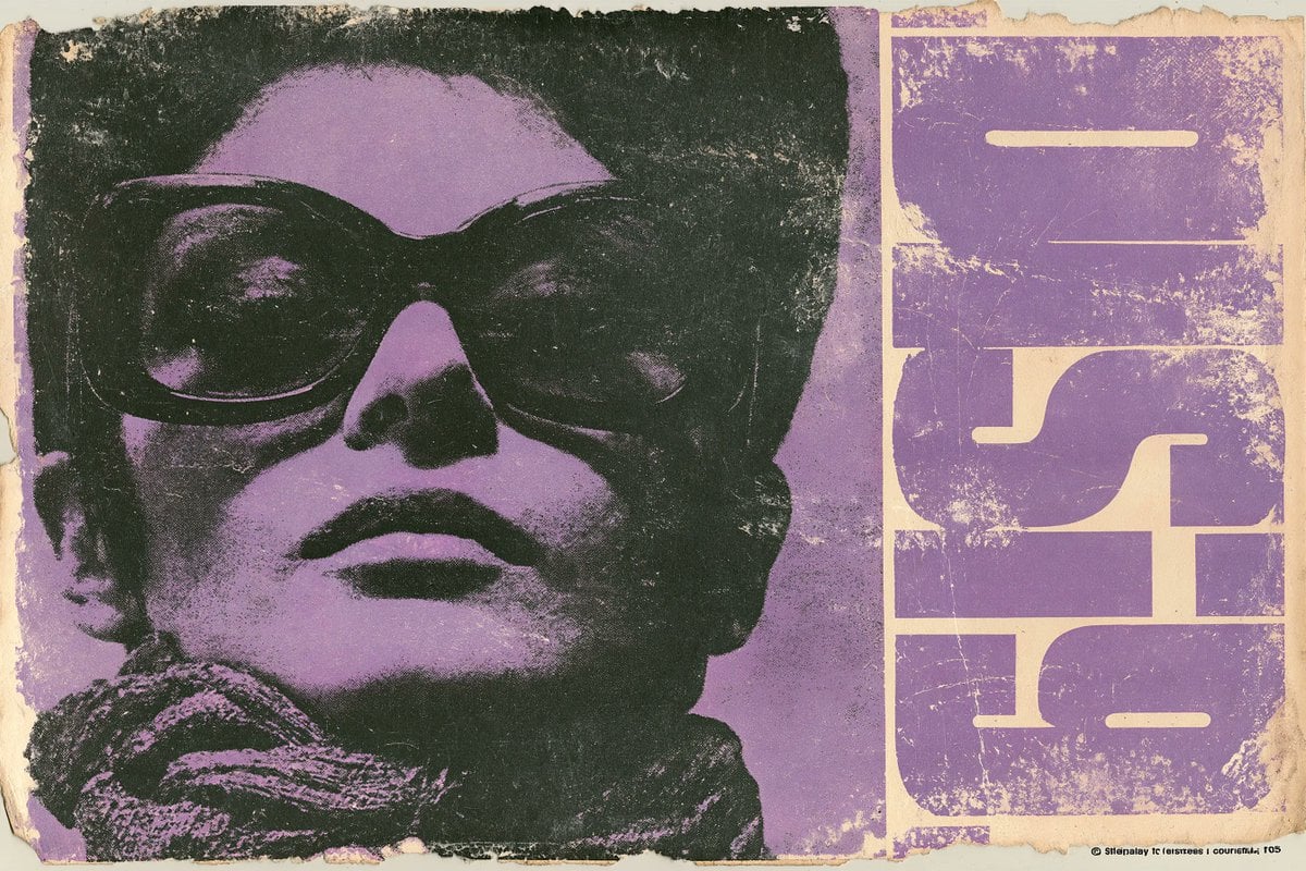 A vintage lithograph poster of a [Subject], printed with textured [Color One] an