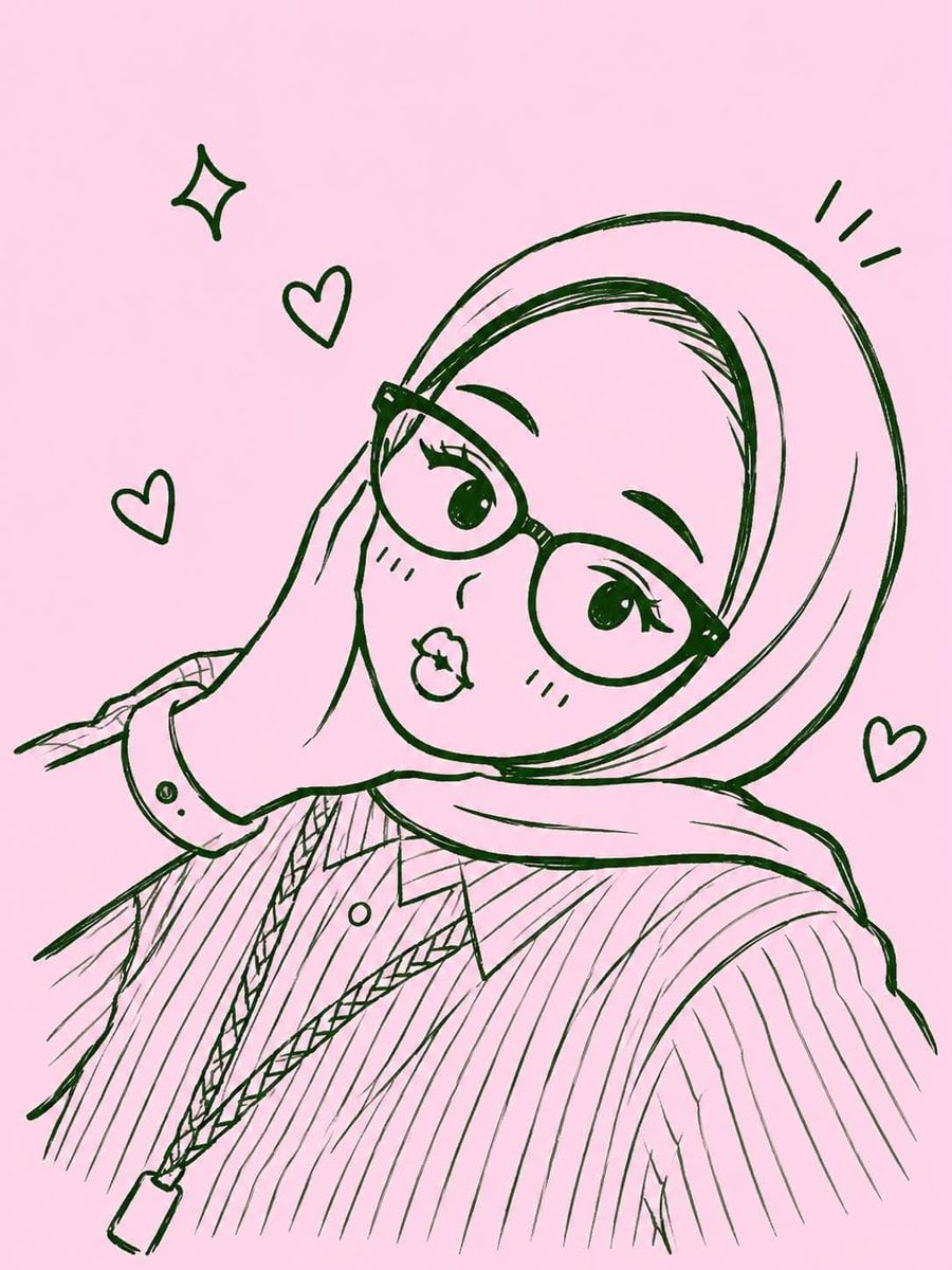 Transform the uploaded selfie into a cute monochrome kawaii doodle illustration 