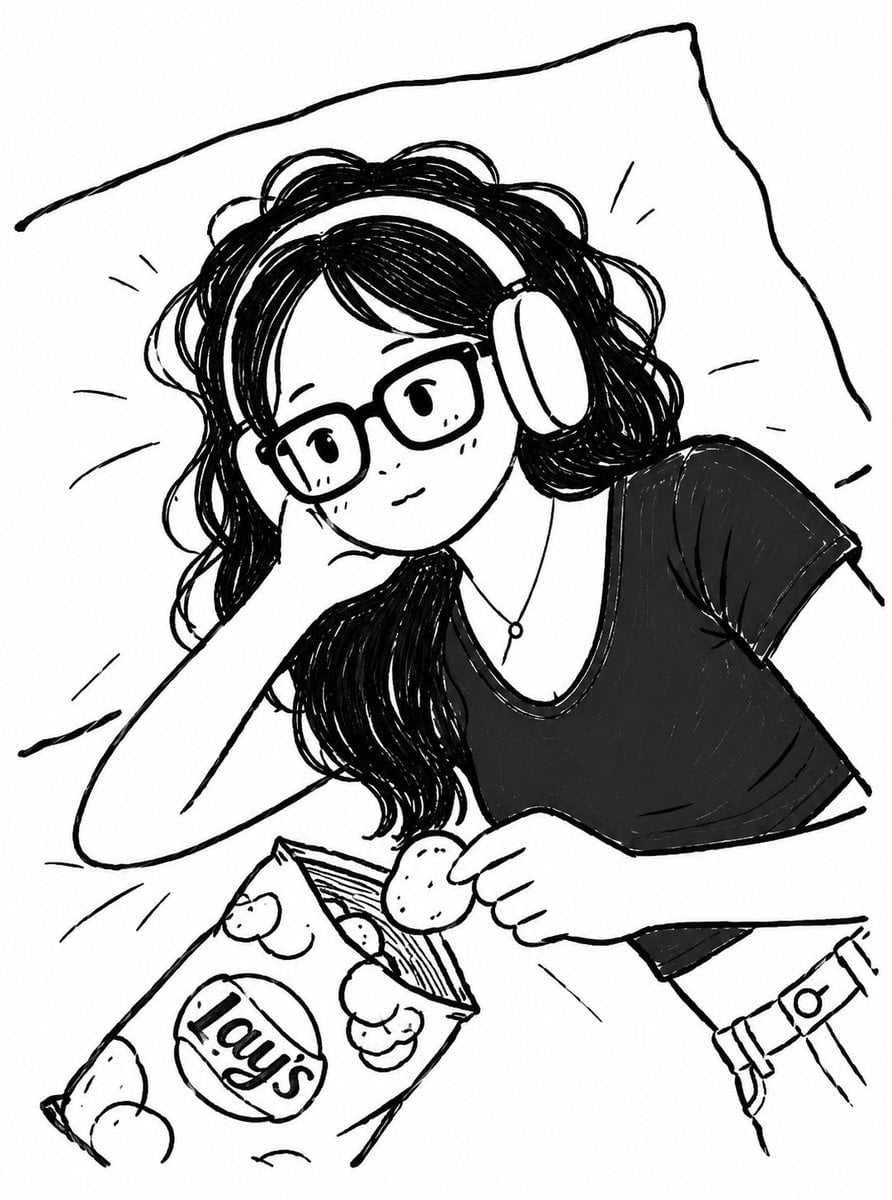 Transform the uploaded photo into a cute black-and-white hand-drawn chibi doodle