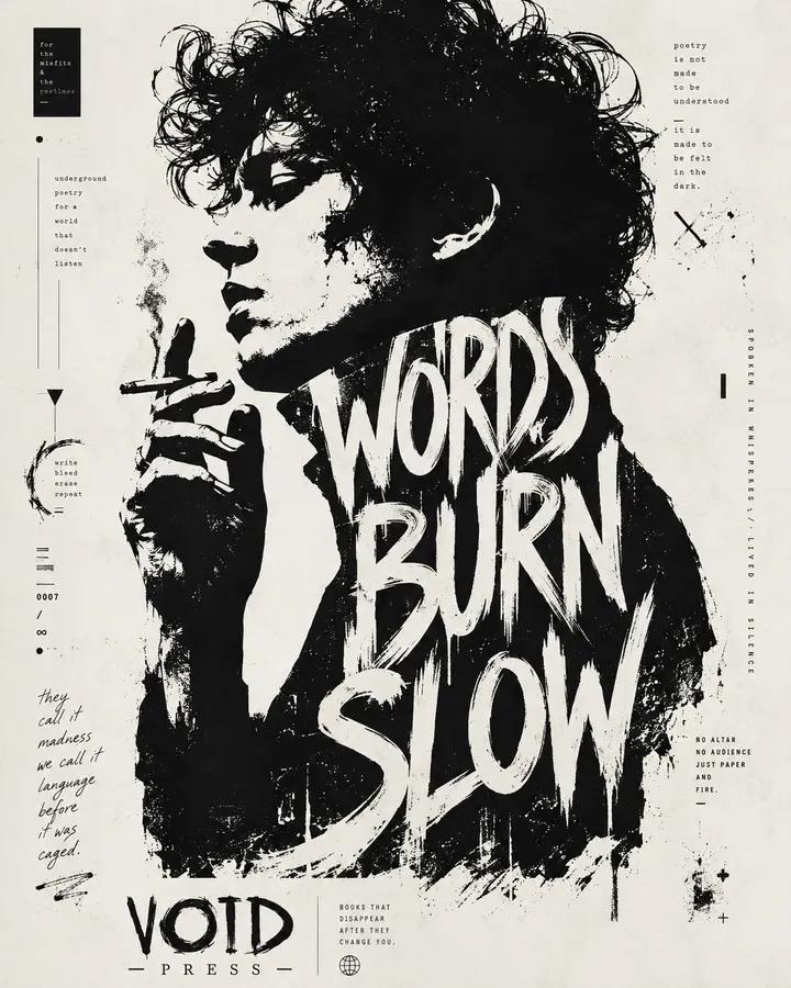 High-contrast black and white typographic portrait poster of [Human], shown in s