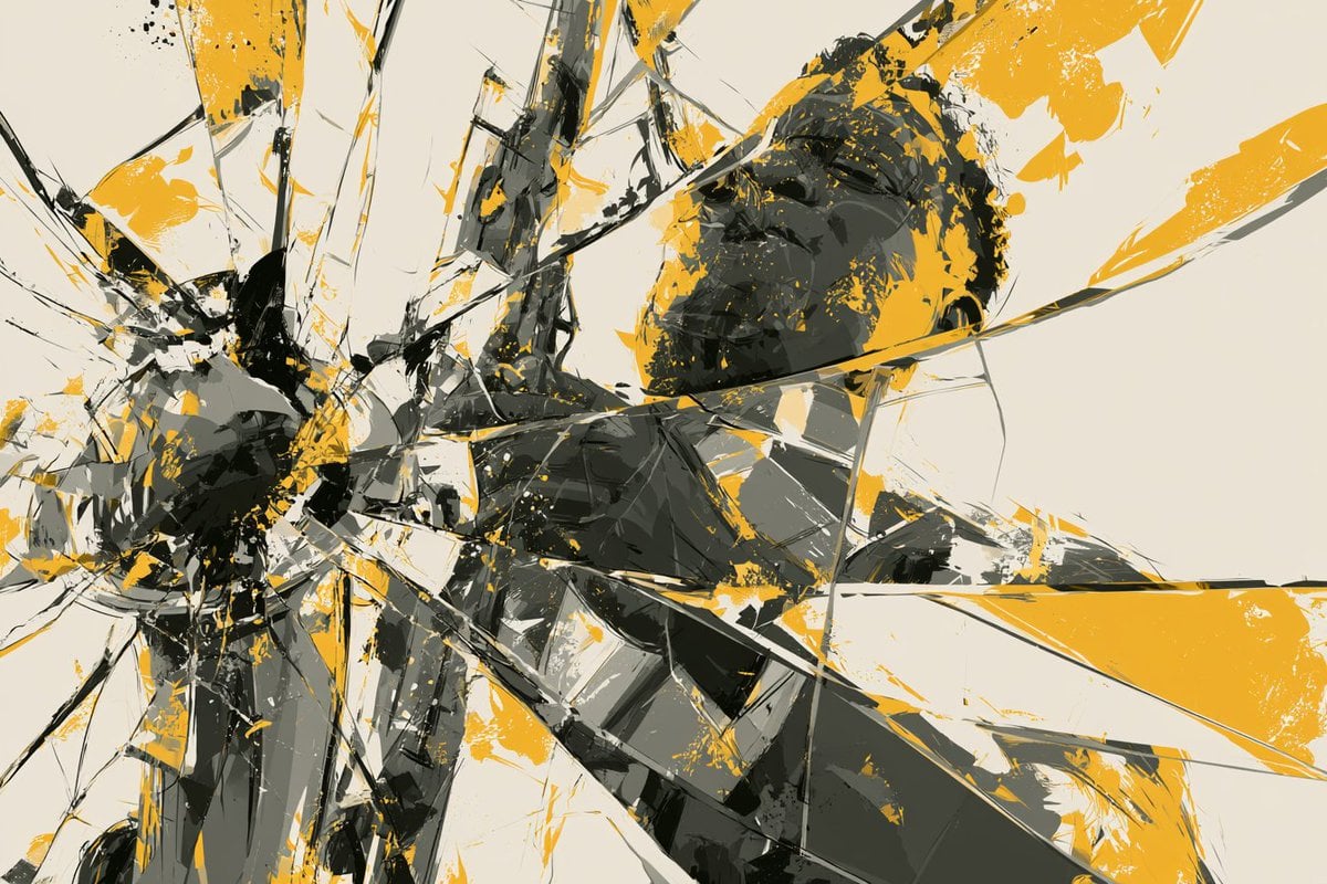 A Shattered Mirror of Abstract Expressionism reflecting [Subject], with a Broken
