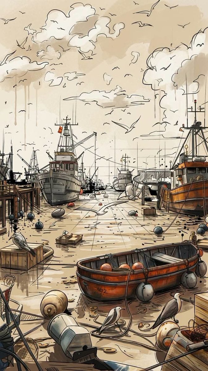 A sketch illustration combined with semi-realistic digital painting, featuring c