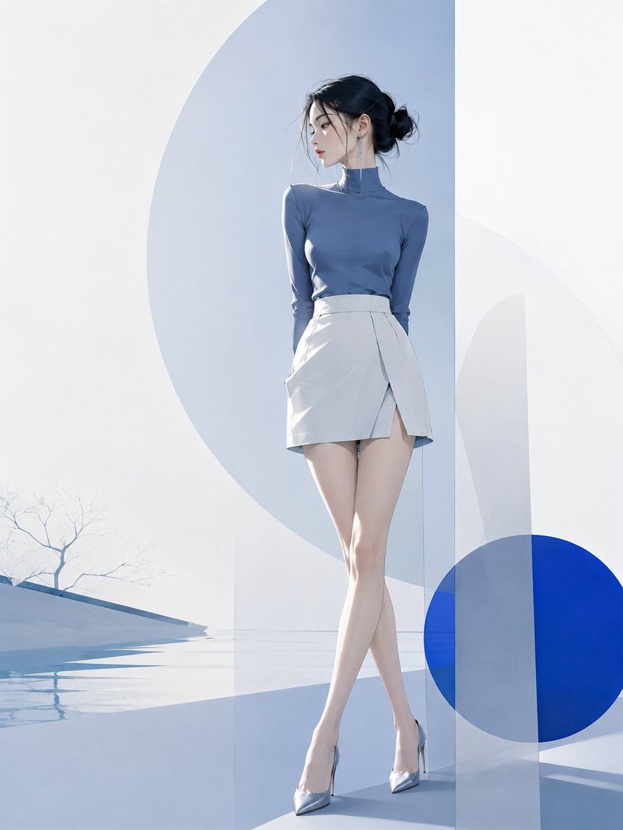 一张极简主义现代 editorial 风格插画，主体为[Subject]。画面以干净流畅的优雅线条塑造主体轮廓，强调修长比例、简洁造型与高级审美。背景保留大面积