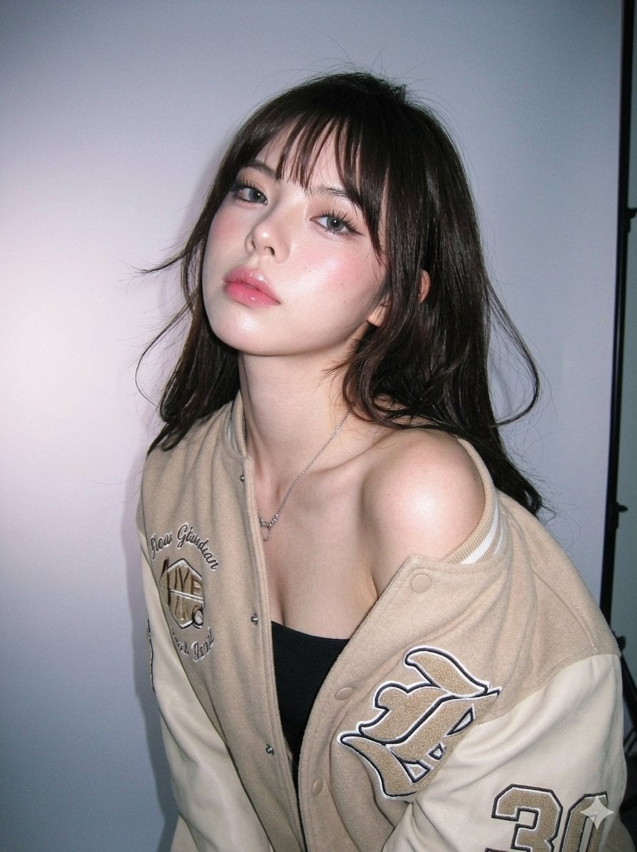 Hyper-photorealistic portrait of a fashionable young woman, ultra-detailed facia