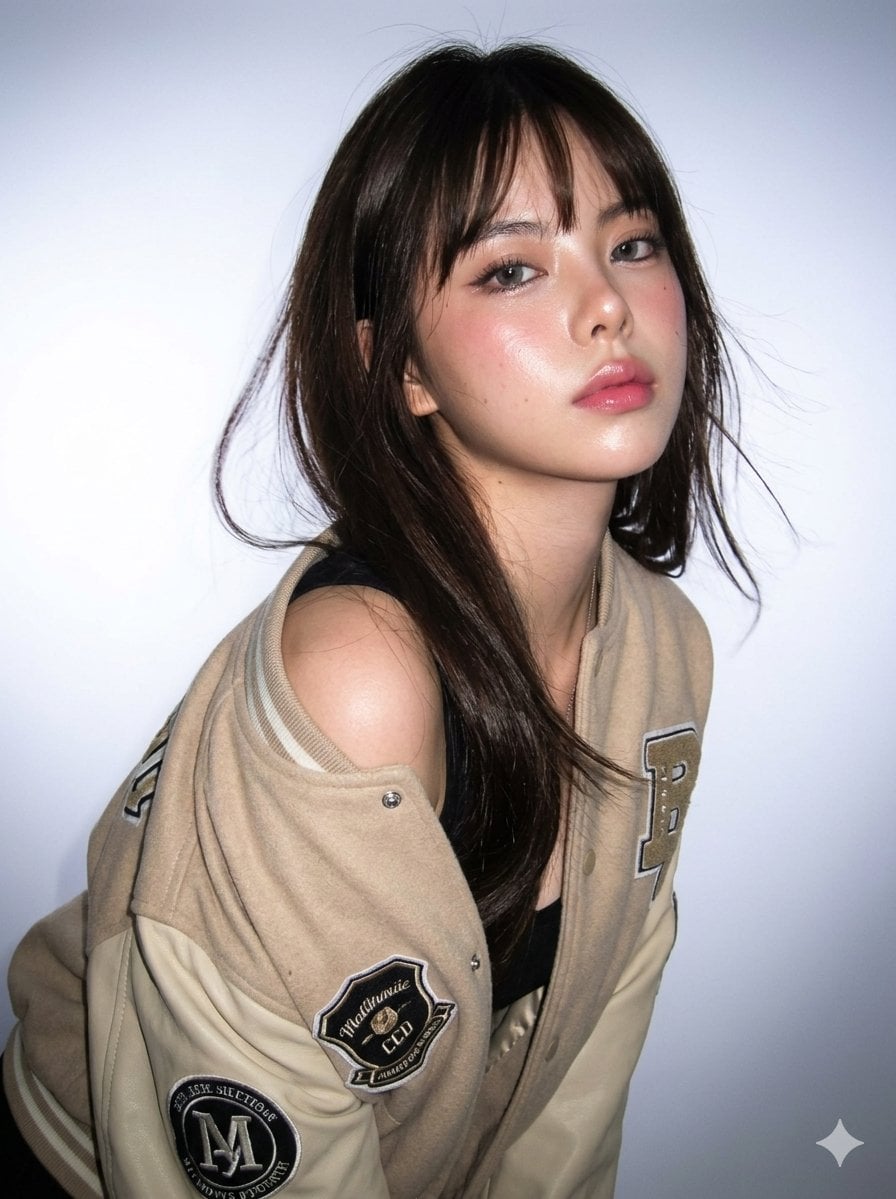 Hyper-photorealistic portrait of a fashionable young woman, ultra-detailed facia