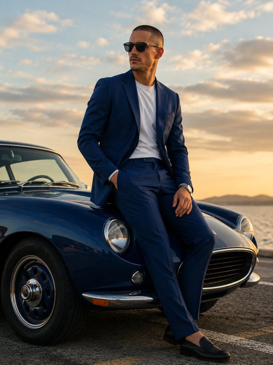 A breathtaking ultra-realistic luxury editorial portrait of an exceptionally han