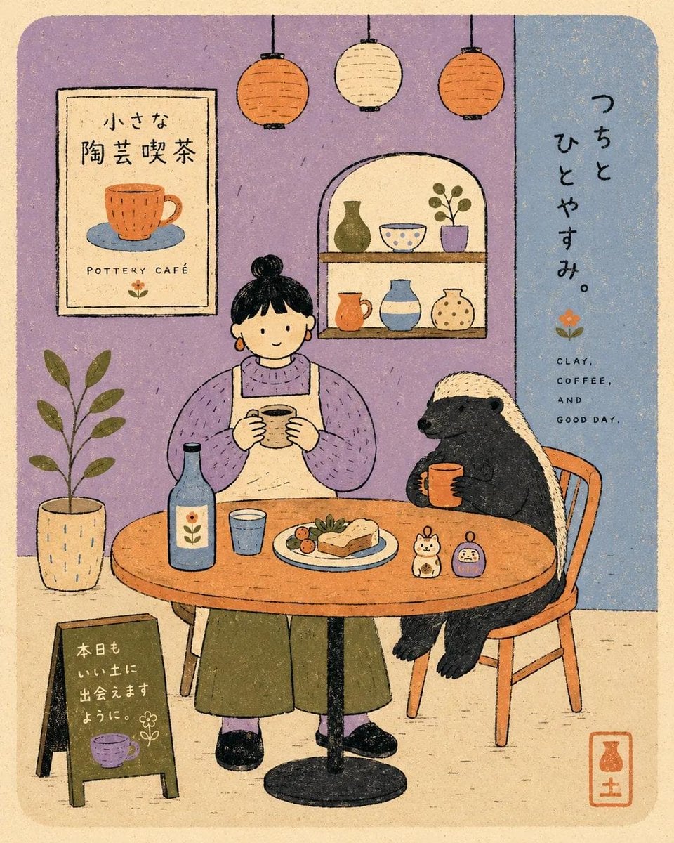 Flat modern risograph-style poster illustration of [Human], wearing [Clothing], 