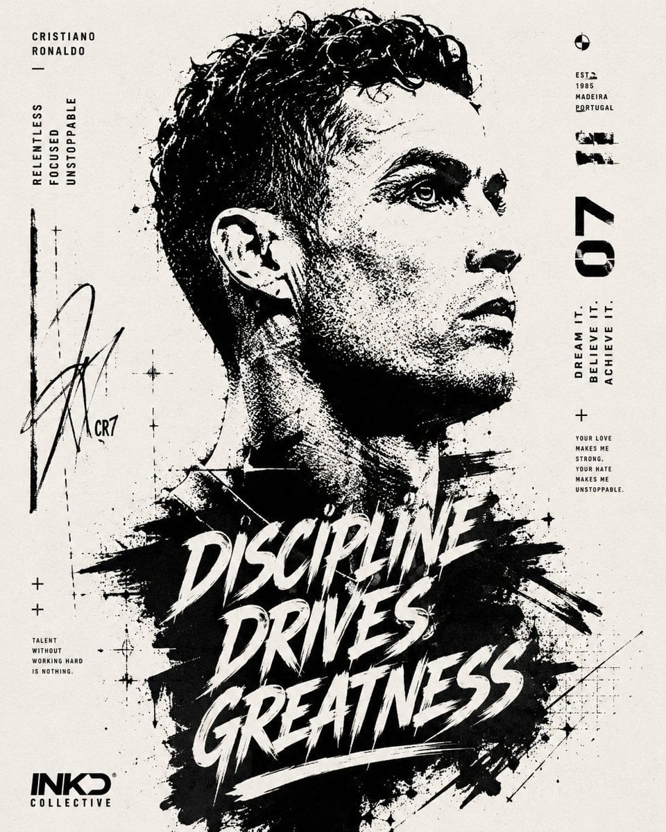 High-contrast black and white typographic portrait poster of [Human], shown in s